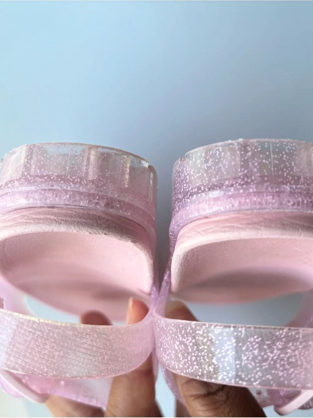 Kids Pink Glitter Jelly Sandals